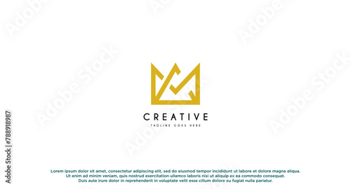 Letter M crown shape logo design vector illustration.