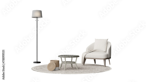 a chair and a table in a room