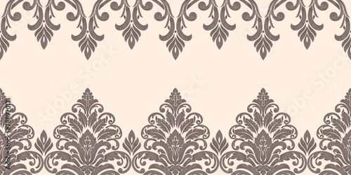 Vector damask border element page decoration classical luxury border decoration pattern seamless tex 2