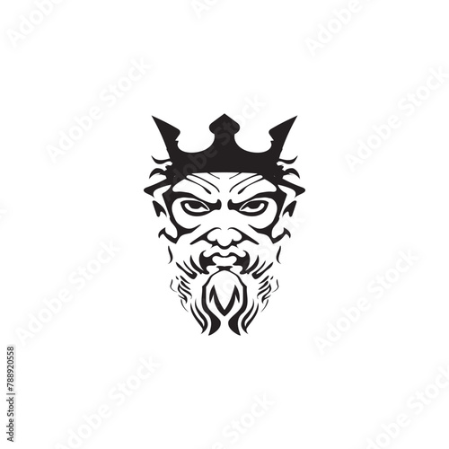 Ancient Greek sculpture line vector illustration god zeus logo design