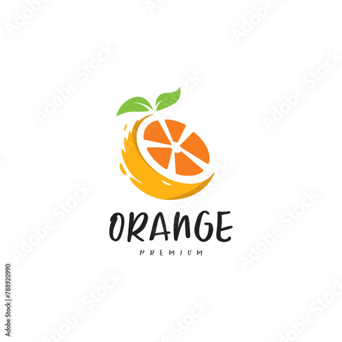 Fresh Orange fruit or lemon lime logo design swoosh vector illustration