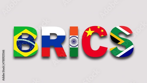 BRICS zoom dolly in motion graphics animation white background
