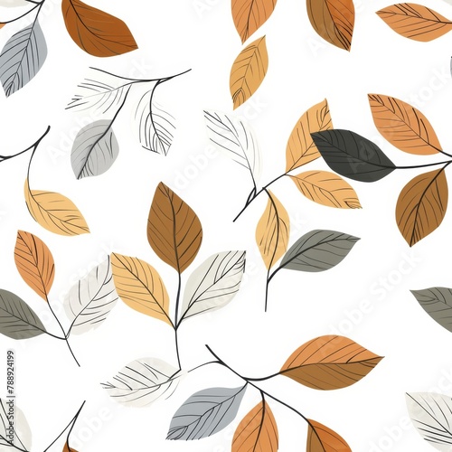  vintage leaf pattern seamless on a white background