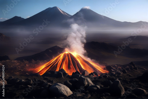 Volcanoes dark view mud volcano natural land plant warming stone mountain flower muddy dramatic rtied brown fractured rare sky ground native environment storm photo