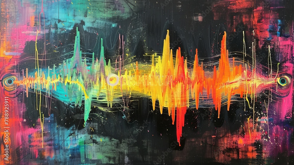 Vibrant Abstract Soundwave Art Painting