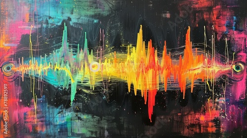 Vibrant Abstract Soundwave Art Painting