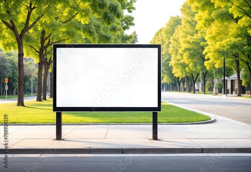 Sidewalk Billboard White Isolated Ad Space