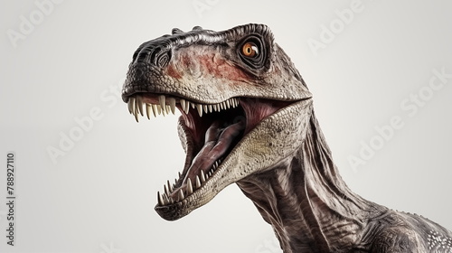 Velociraptor on white background   Dinosaur. AI Generative.