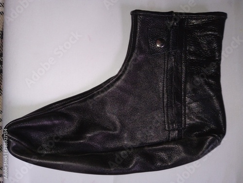 Black leather socks, foot wear for winter season 