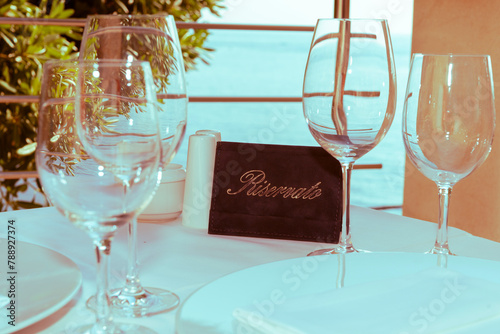 A restaurant table setting with four glasses Croatia © Brian Scantlebury