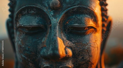 Candlelit Buddha Statue Close-Up