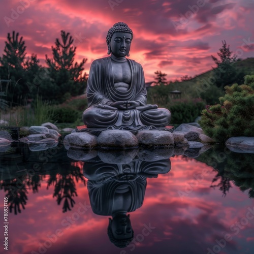 Buddha Statue near pond © Leli