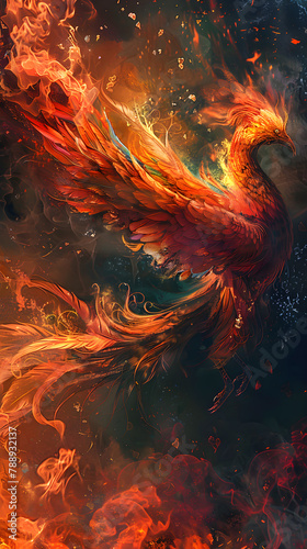 The Majestic Flight of Phoenix - Symbolising Rebirth and Eternity in Vibrant Hues