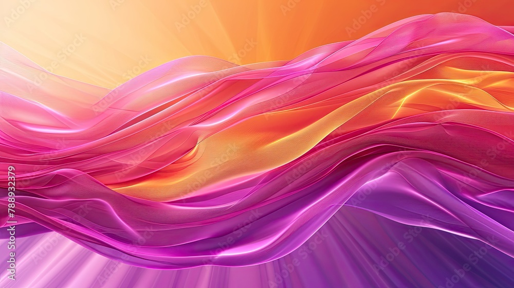 Fototapeta premium Embrace a vibrant mix of magenta fuchsia and coral tones on a captivating color gradient backdrop Featuring a playful blend of purple pink and orange this abstract setting offers ample spac