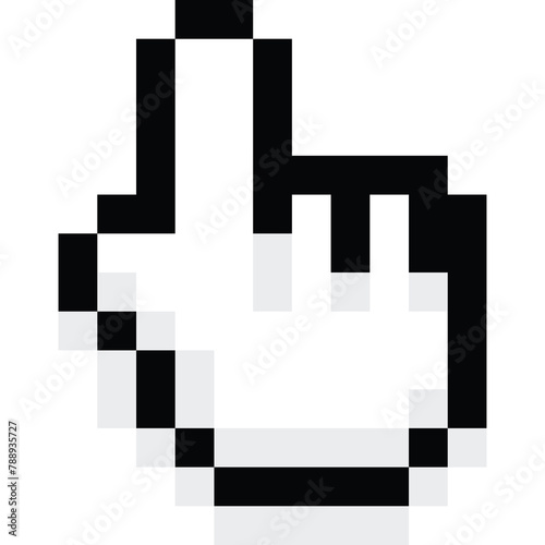 Pixel art cartoon mouse pointer hand icon