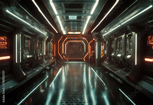 scene - corridor sci-fi fiction interior illustrations Science 3d hall star wars abstract colours future gate glasses space station earth futuristic inside