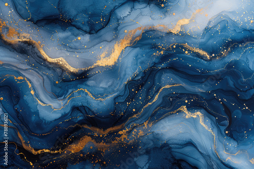 Blue and gold background for graphics use. Created with Ai