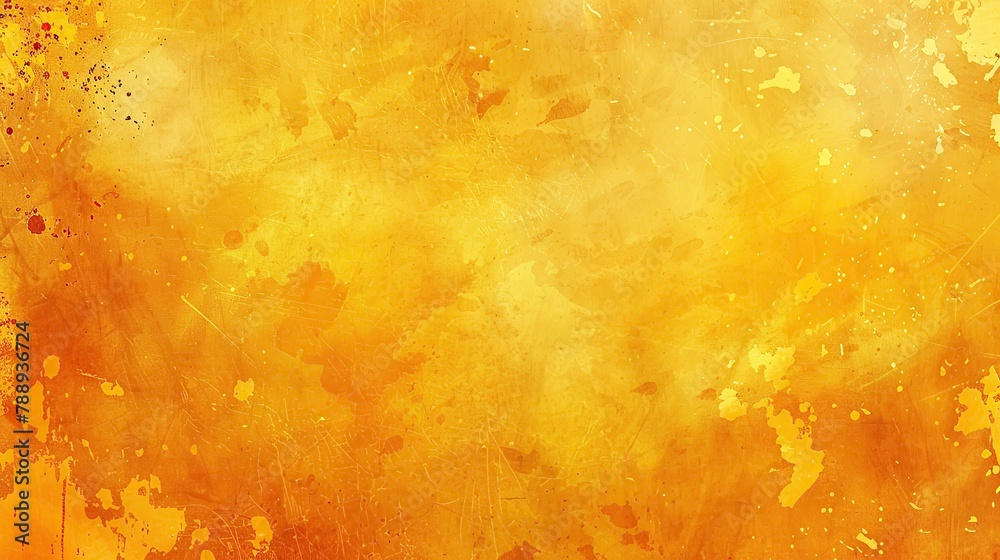 Yellow orange background with texture and distressed vintage grunge and watercolor paint stains in elegant Christmas backdrop. copy space for text.