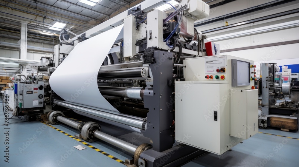 industrial printing machine in action, printing high-quality graphics