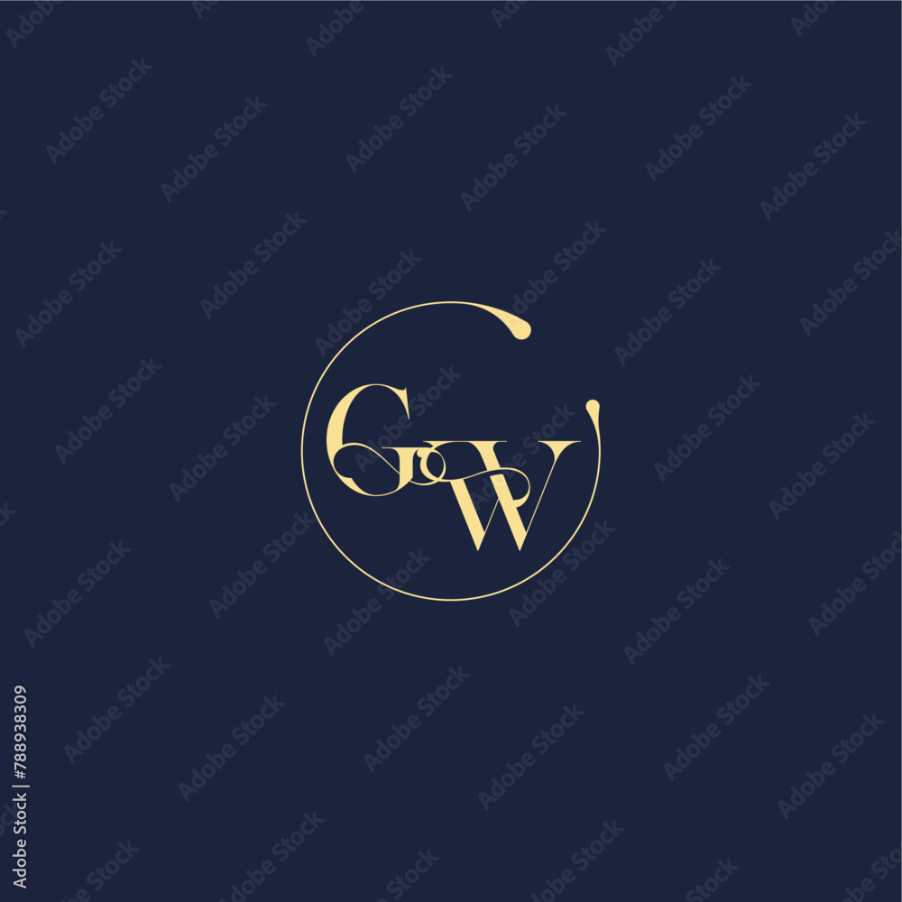 luxury gold circle monogram letter design for wedding GW luxury gold circle monogram letter design for wedding GW