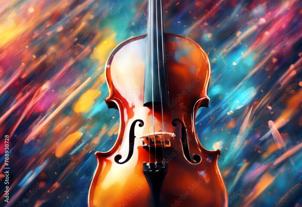 AI painting violin background digital generative saxophone Abstract colorful music fiddle artistic jazz musician instrument orchestra symphonic classical art
