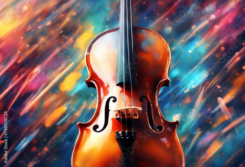 AI painting violin background digital generative saxophone Abstract colorful music fiddle artistic jazz musician instrument orchestra symphonic classical art photo