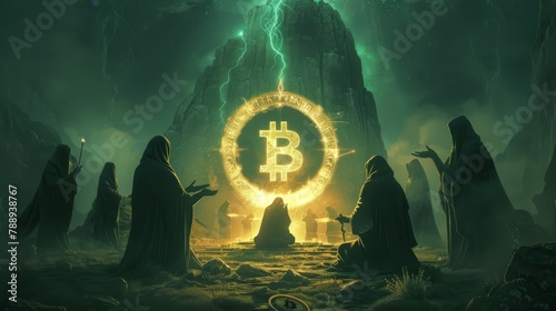 Bitcoin surrounded by cloak...