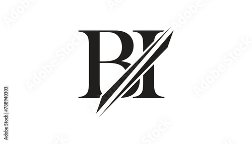 bi letter logo design template elements. bi vector letter logo design.