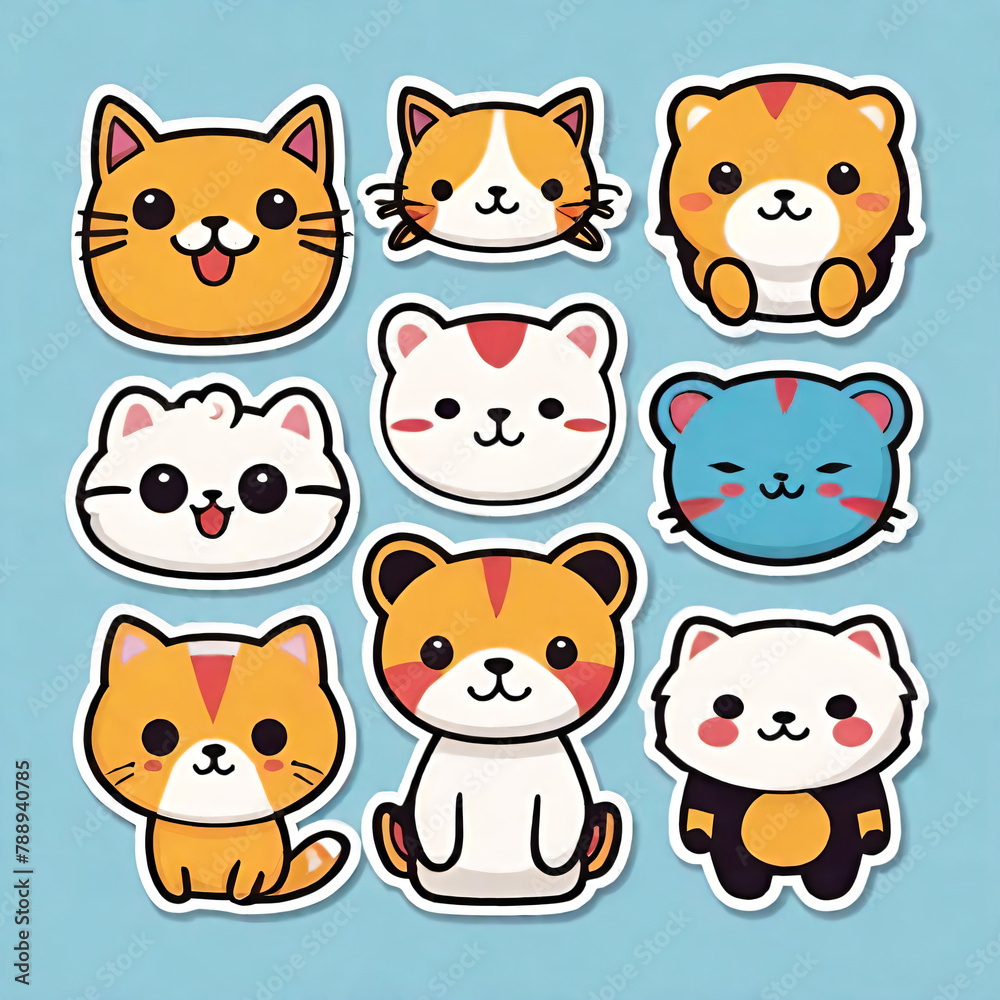Set of funny cartoon cats Set of funny cartoon cats
