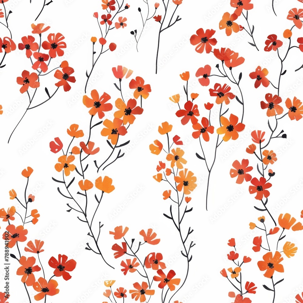  minimal flower pattern seamless on a white background 