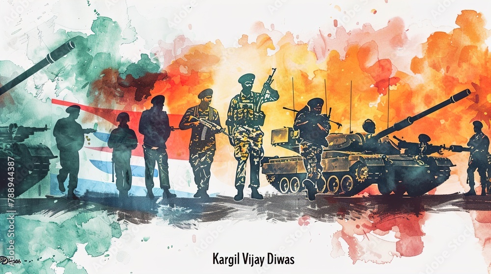 Fototapeta premium vector illustration of abstract concept for Kargil Vijay Diwas, banner or poster.26 JULY