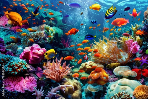 Lively coral reefs teeming with colorful fish © wpw