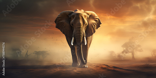 Amboseli Land of the Elephants EndangeredSpecies Sanctuary with blurred background
 photo