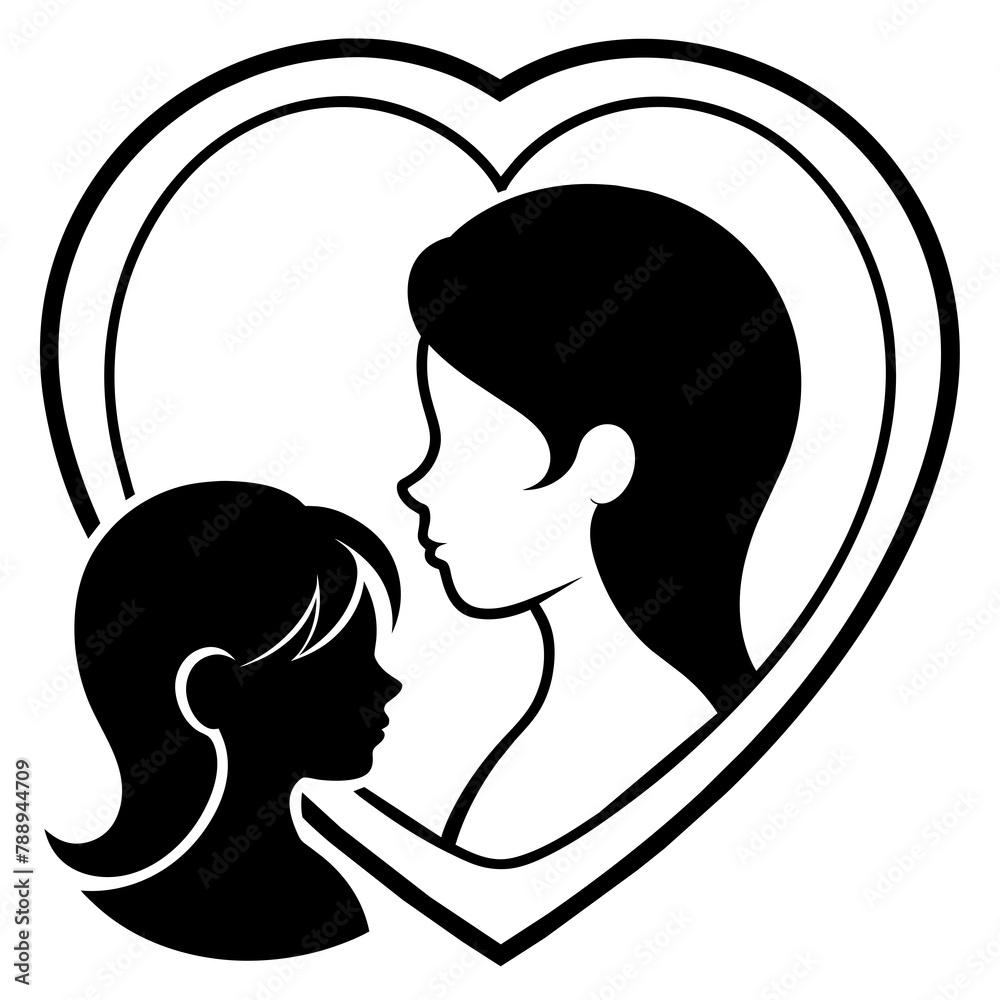 Vector illustration of happy Mother's Day celebration, logo of mother holding baby, cute colorful logo
