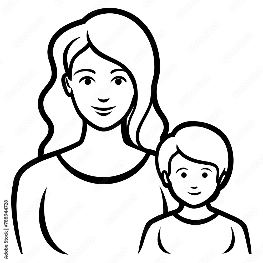 Vector illustration of happy Mother's Day celebration, logo of mother holding baby, cute colorful logo