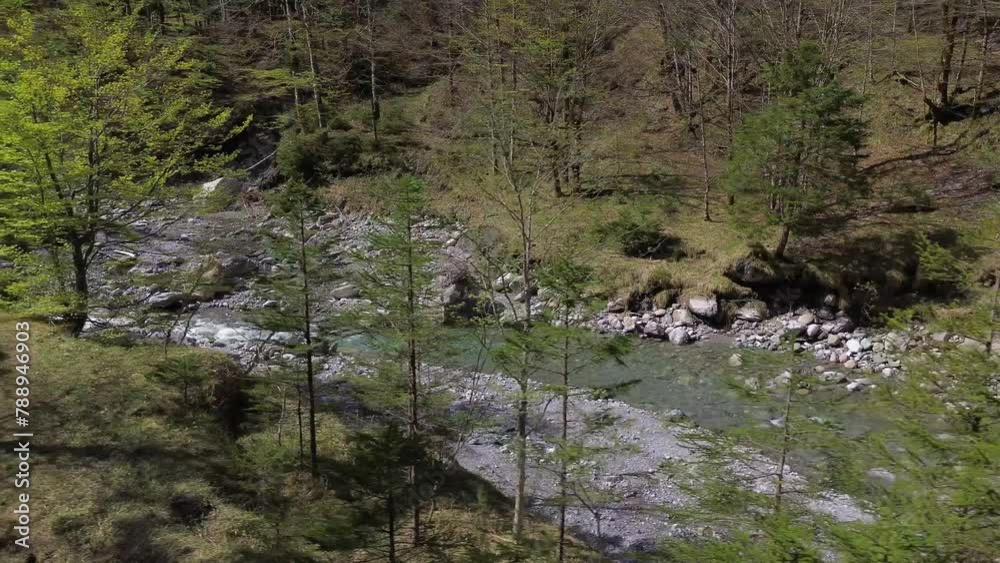 4K Aerial Drone Fly along Idyllic River with Crystal Clear Turquoise Water with Camp Fire place next to it 4K Aerial Drone Fly along Idyllic River with Crystal Clear Turquoise Water with Camp Fire place next to it