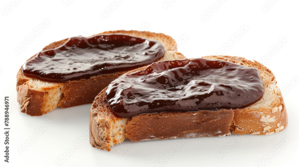 a piece slice bread with chocolate jam isolated on a white background a piece slice bread with chocolate jam isolated on a white background