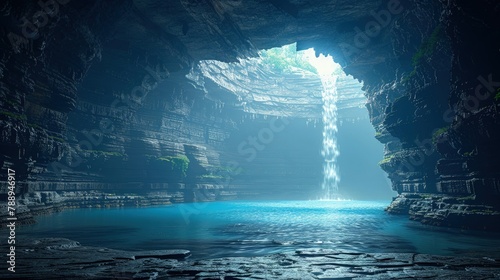 Waterfalls and Pools in Majestic Caves
