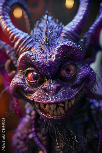 Quirky Trickster Demon Sparks Amusing Debate with Unconventional Appearance in Cinematic 3D Render