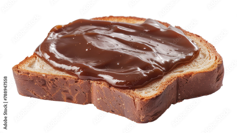a piece slice bread with chocolate jam isolated on a white background a piece slice bread with chocolate jam isolated on a white background