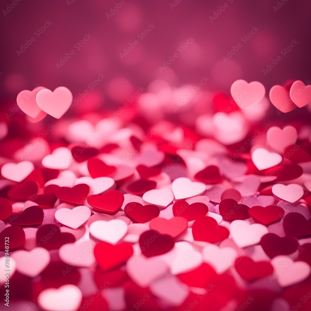 valentine background with hearts.(bokeh background)