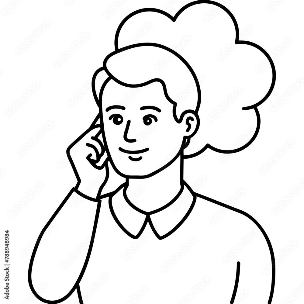 A man use mobile phone line art vector