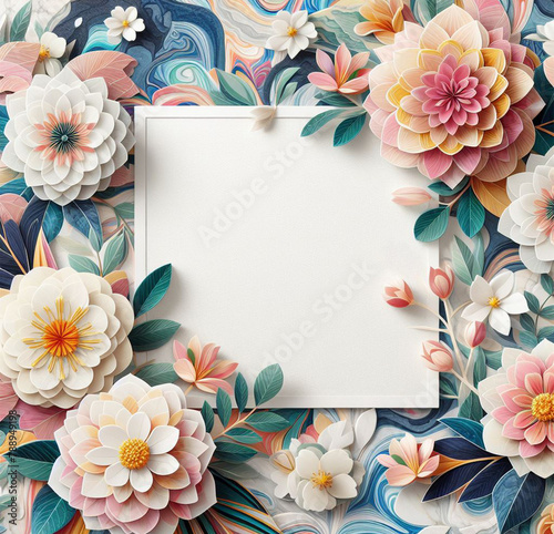 Watercolor spring purple flower frame borderline background to decoration for wedding, birthday, card, invitation, greeting card for text or photo frame