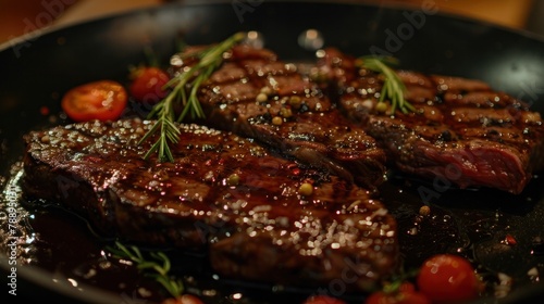 Steak, beautiful liver pan, large pieces, looks delicious photo