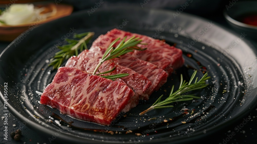 Wagyu beef has a beautiful texture that looks delicious.
