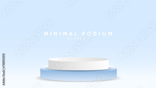 Abstract white and blue podium display ,Minimal podium and crimson background, 3d podium for presentation, Stage for showcase,  illustration 3d Vector EPS 10