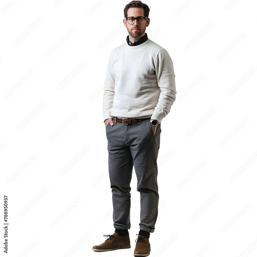 Bold Teacher in Casual Dress Ready for Class isolated Bold Teacher in Casual Dress Ready for Class isolated