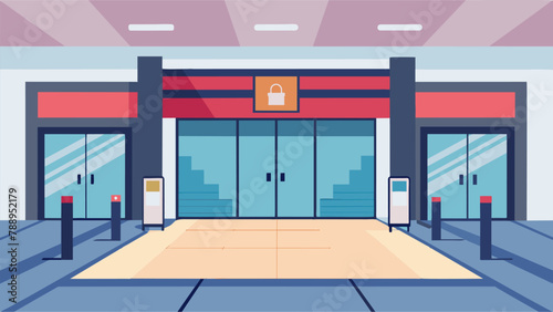 A shopping center with automatic doors wide aisles and tactile flooring to assist those with visual impairments or mobility issues.