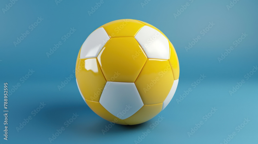 yellow and white soccer ball on blue background
