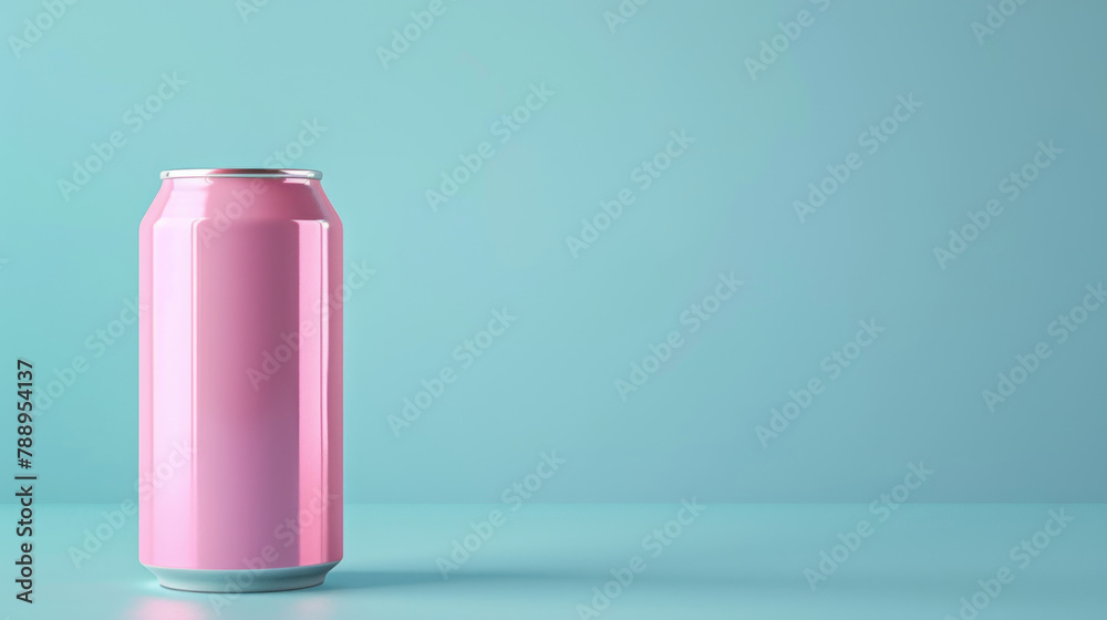 3d render of pink soda can on the table with blue background 3d render of pink soda can on the table with blue background
